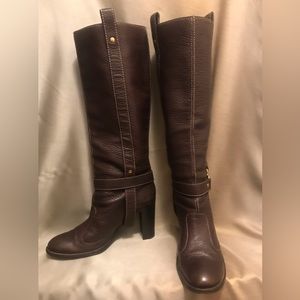 Dolce and Gabbana Brown Leather Tall High Heel Boots With Stirrup Sz.40